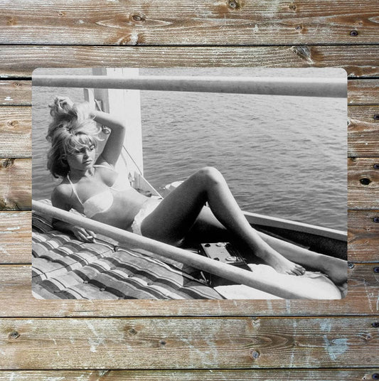 Brigitte Bardot Boat Black and White | Metal Wall Sign