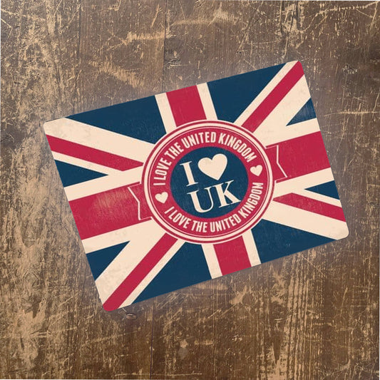 i love the uk vintage illustration | Metal Sign