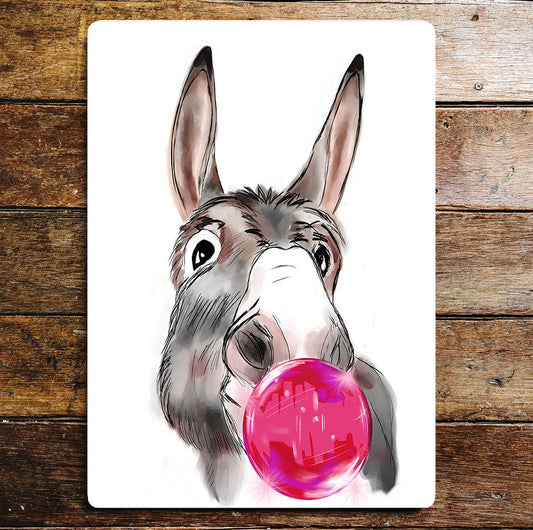 Donkey bubble gum wall art | Metal Sign Plaque