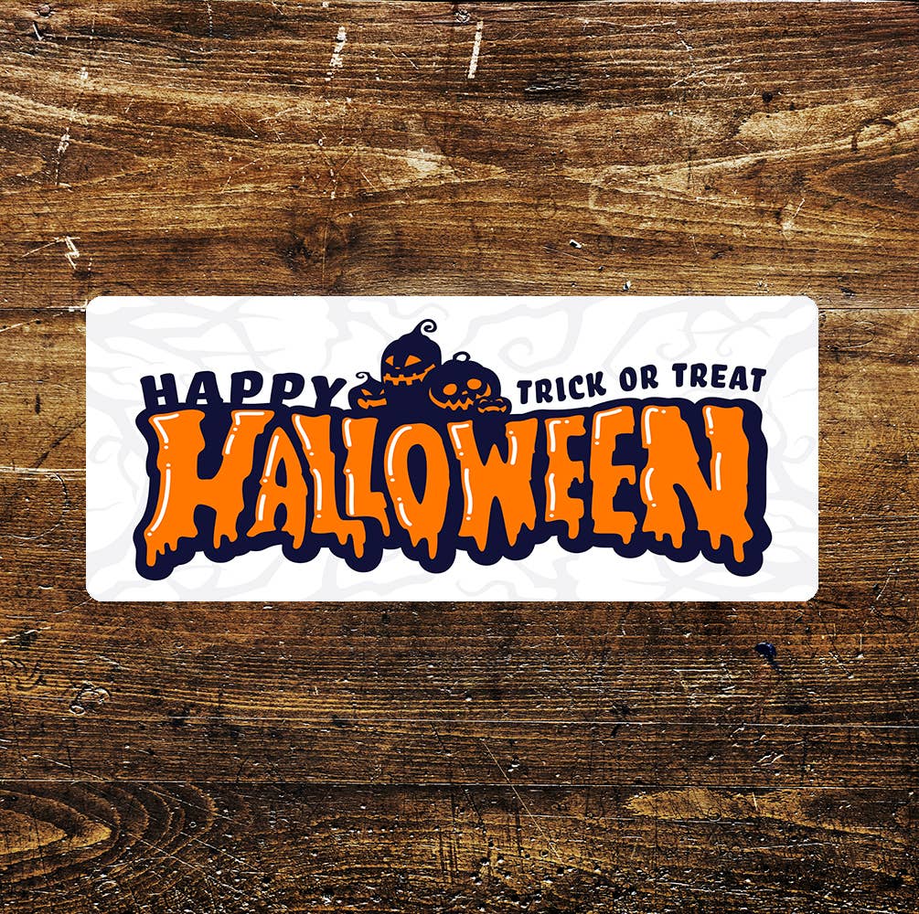 Happy Halloween Pumpkin Tick or Treat - | Metal Sign Plaque