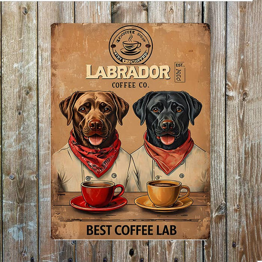 Labrador Dog Best Coffee Lab Cafe | Metal Sign Plaque