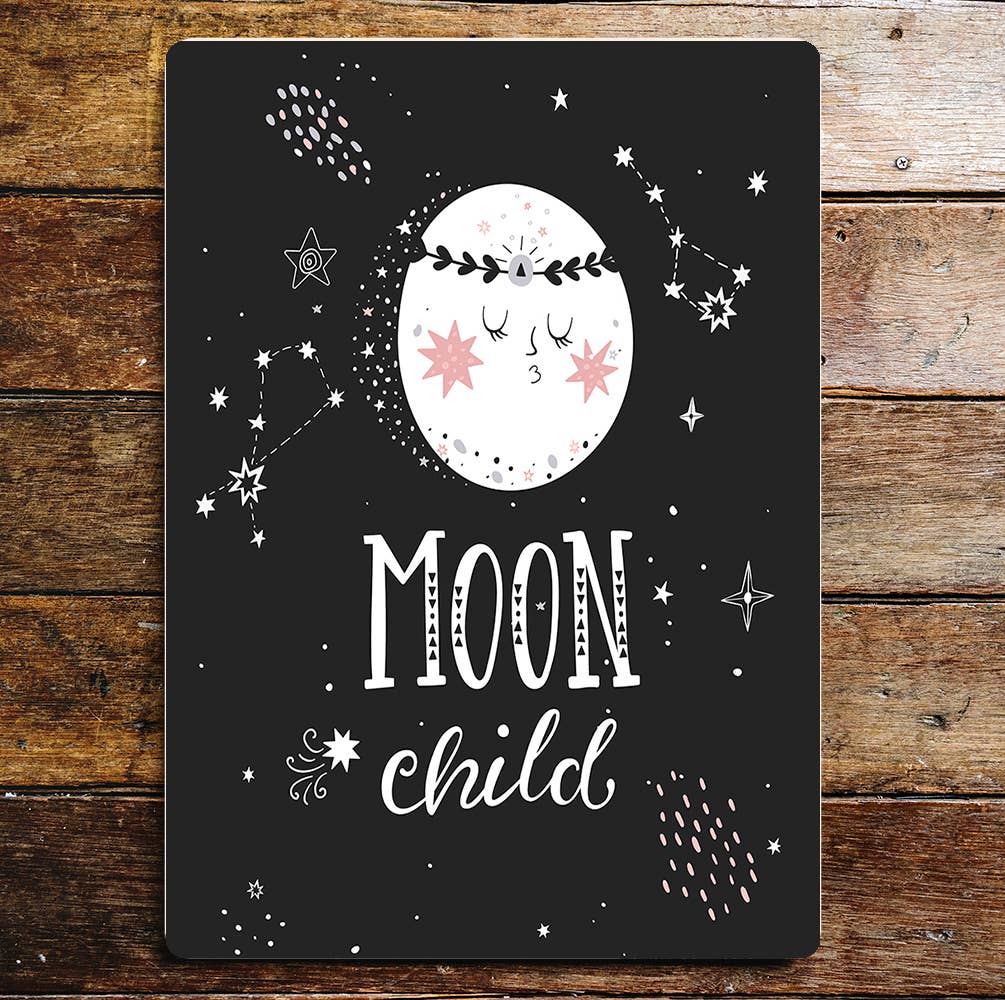 Moon Child Stars Moon | Metal Sign Plaque