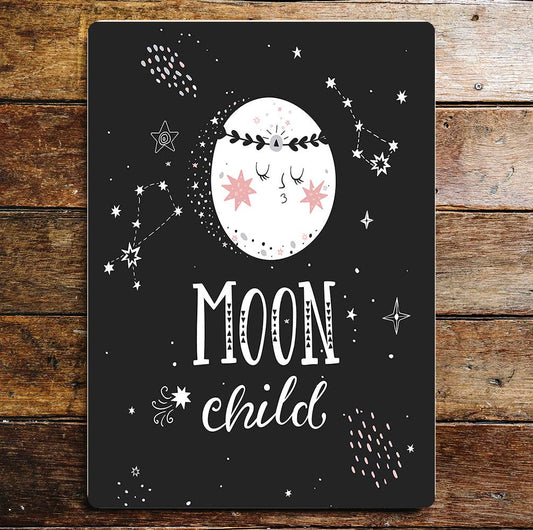 Moon Child Stars Moon | Metal Sign Plaque