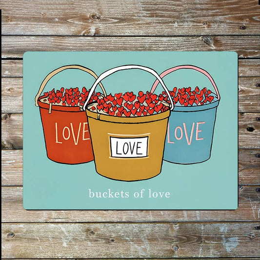 Illustration Buckets Of Love Heart | Metal Sign Plaque