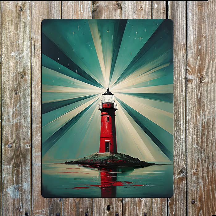 Surreal Lighthouse Light Ship Sea Nautical Metal Sign Plaque