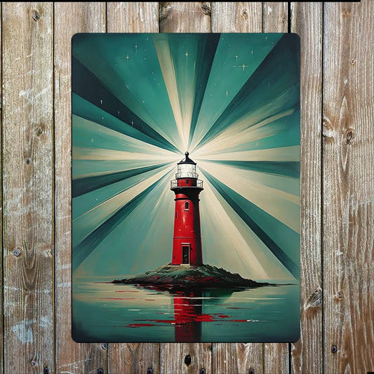 Surreal Lighthouse Light Ship Sea Nautical Metal Sign Plaque