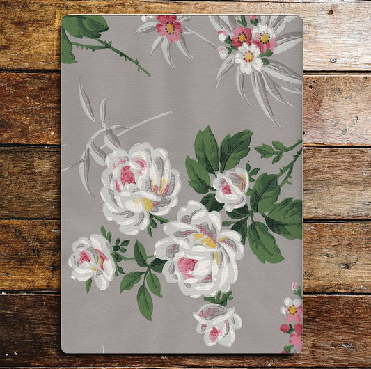 White And Pink Flowers Green Leaves | Metal Sign Plaque