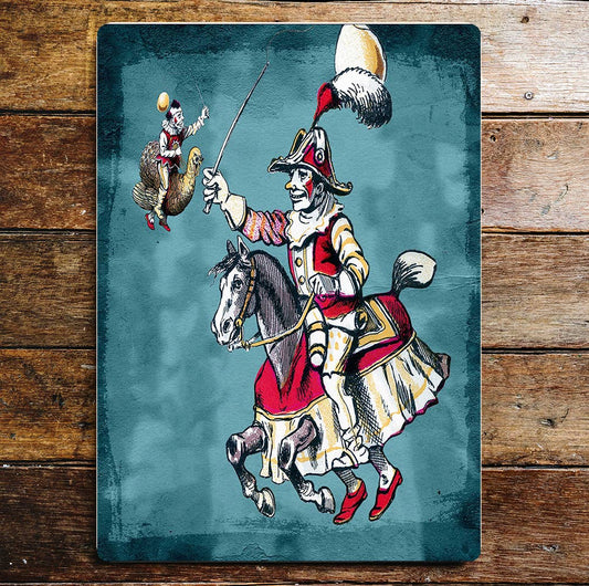 Clown Admiral Horse Feather Hat | Metal Sign Plaque
