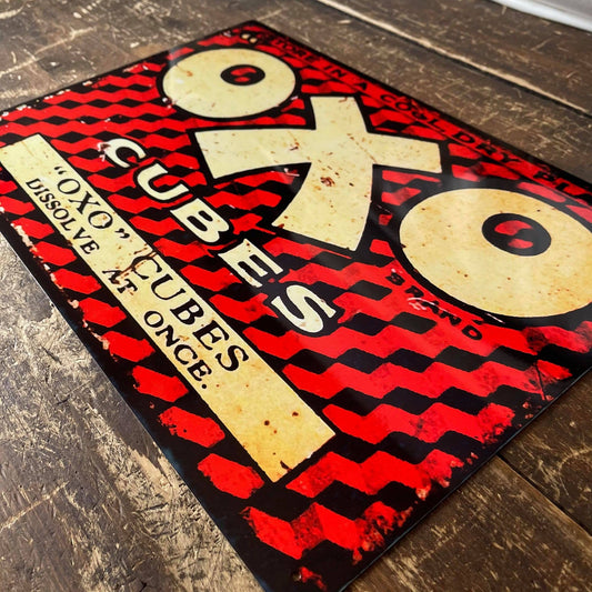 Oxo Cube Red Dissolve At Once | Metal Wall Sign