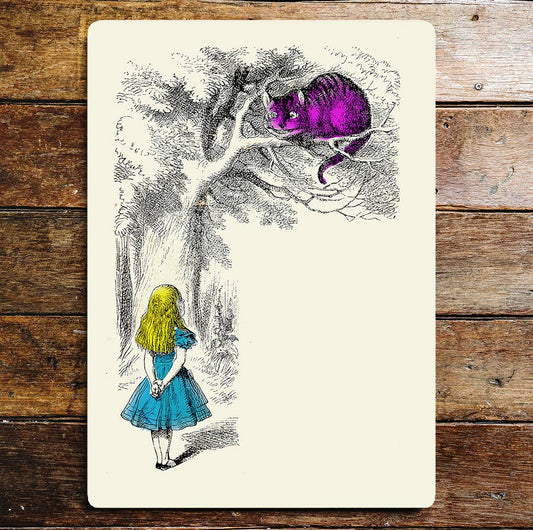 Alice in Wonderland Cat In Tree | Metal Sign Plaque
