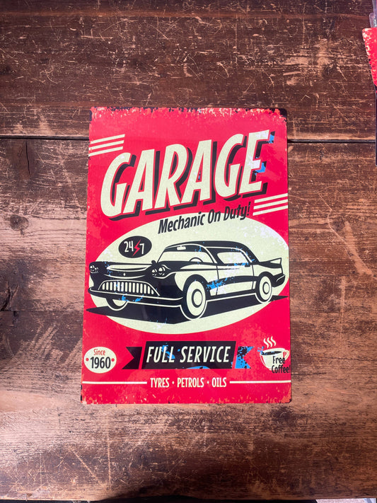 Garage Mechanic On Duty | Metal Retro Wall Sign