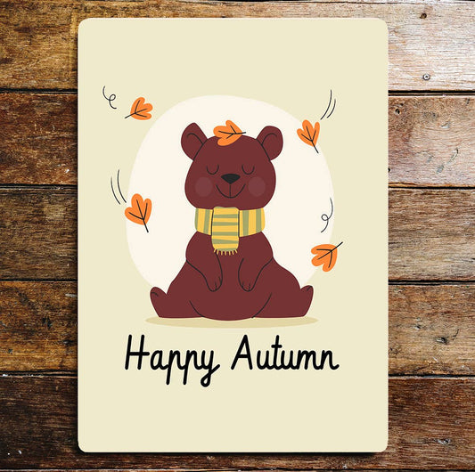 Brown Bear Autumn Art | Metal Sign Plaque