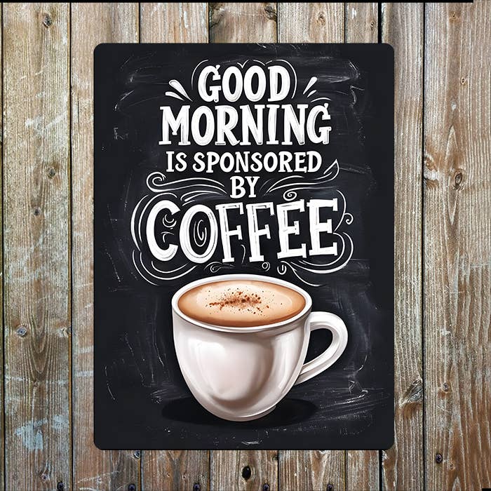 Good Morning Sponsored By Coffee Kitchen | Metal Sign Plaque