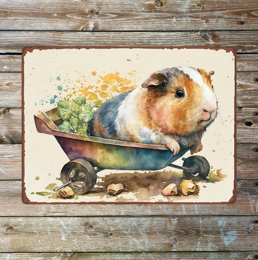 Guinea Pig Gardening Art | Metal Sign Plaque