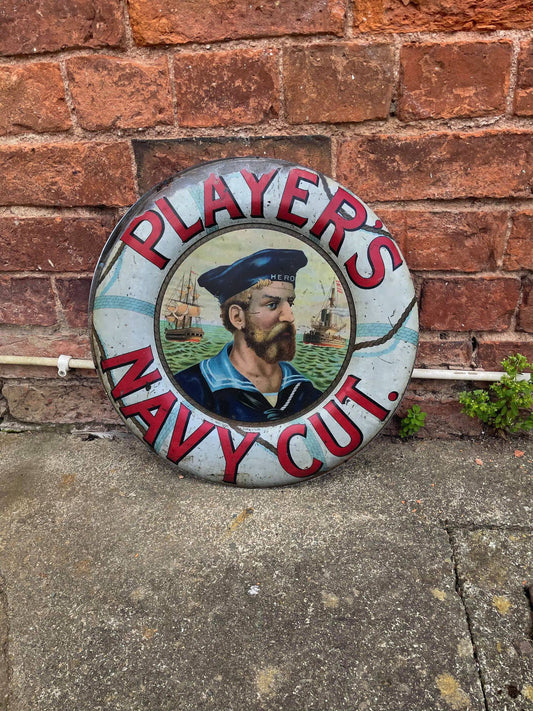 Player navy Cut Circle Metal Sign