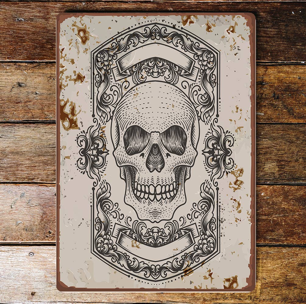 ornamental skull skeletons | Metal Sign Plaque