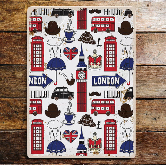 London Pattern Big Ben Phone Box Taxi | Metal Wall Sign