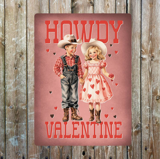 Howdy Valentine Cowboy Cowgirl | Metal Sign Plaque