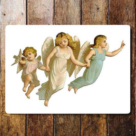 Angels Sisters Children Cute Angelic | Metal Wall Sign