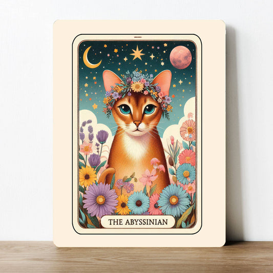 Abyssinian Cat Tarot Card | Metal Sign Plaque