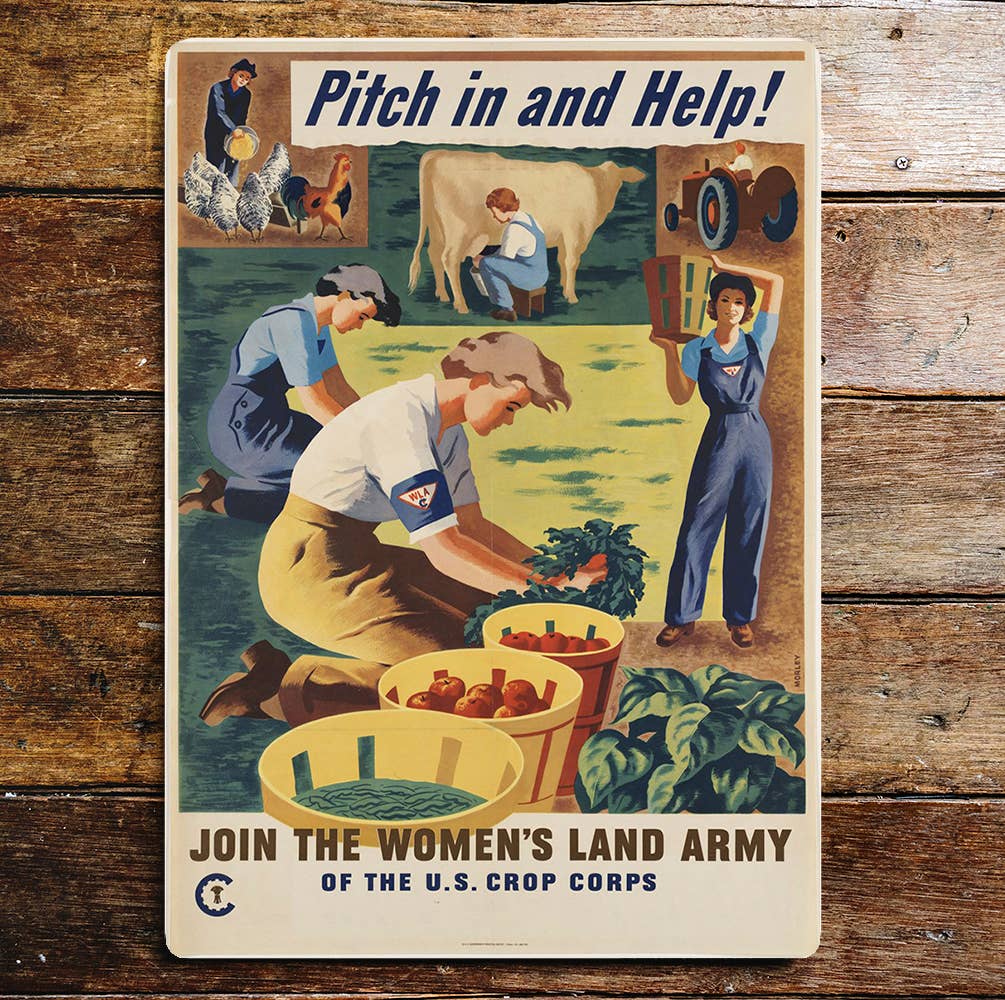 Join The Women's Land Army Pitch And Help | Metal Wall Sign