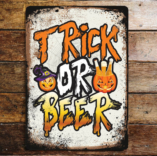 Halloween Trick or Beer | Metal Wall Sign Plaque