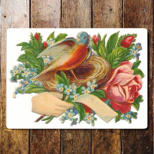 Bird Nest Flowers Hands Peace | Metal Sign Plaque