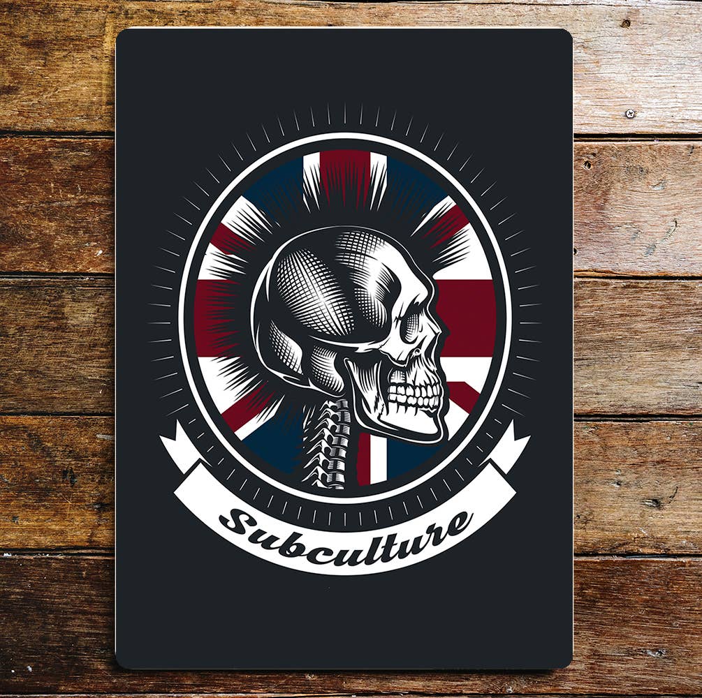 Skull Punk British subculture flag Metal Sign plaque
