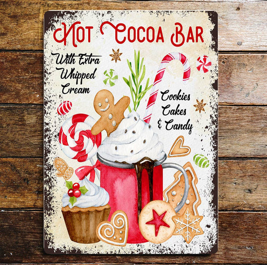 Christmas Hot Cocoa Bar Sign | Metal Wall Sign Plaque