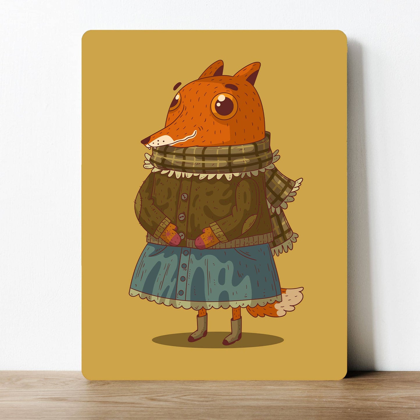 Dressed Up Wolf Cartoon Artwork | Metal Sign Plaque