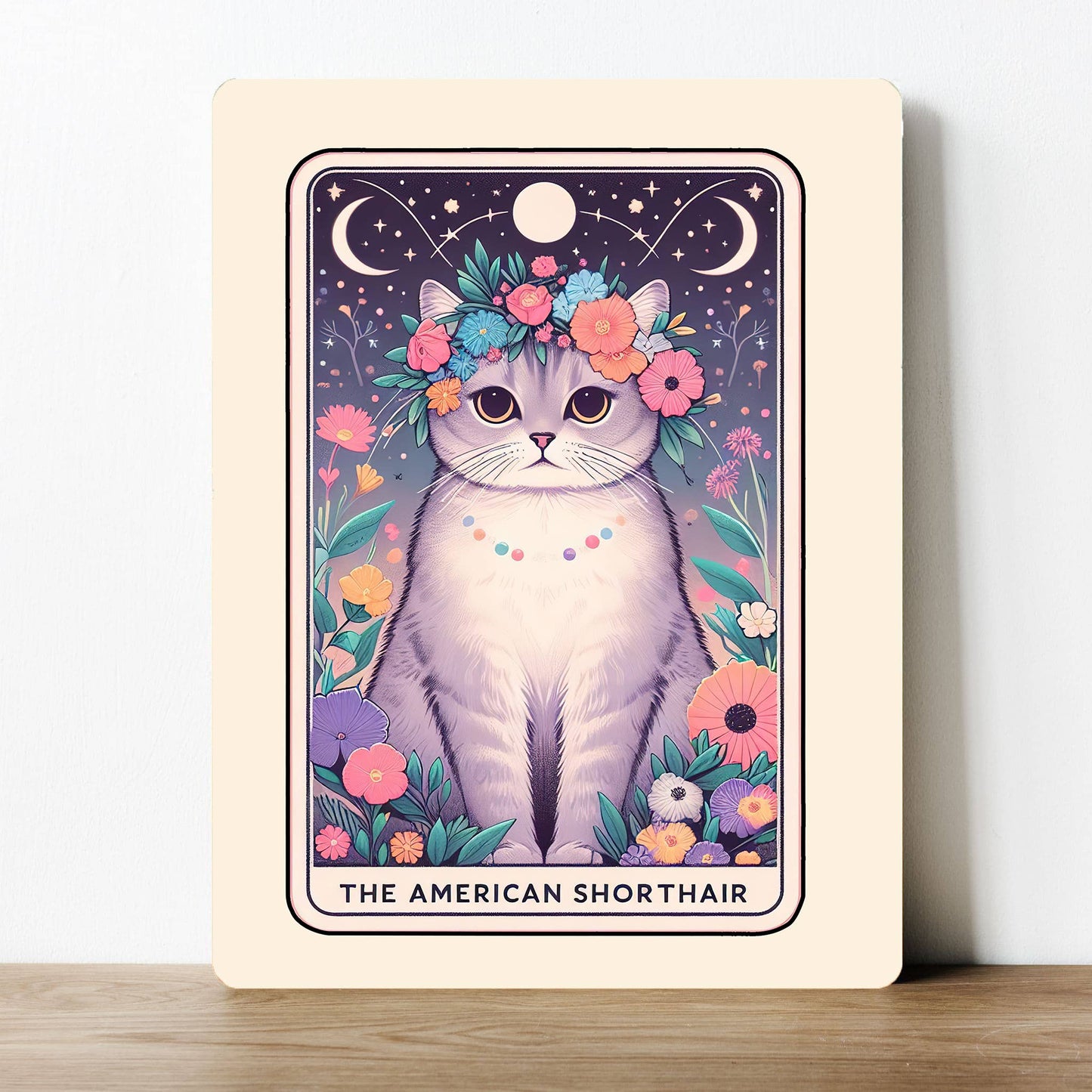 American Shorthair Cat Tarot Card | Metal Sign Plaque