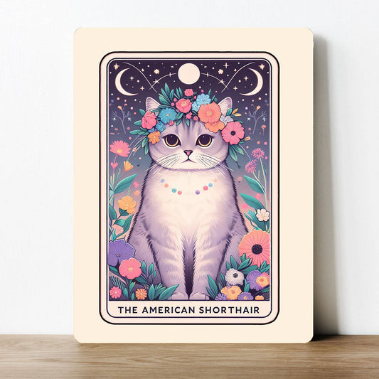 American Shorthair Cat Tarot Card | Metal Sign Plaque