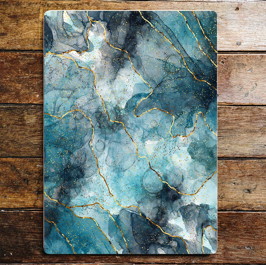 blue gold marble style | Metal Wall Sign Plaque