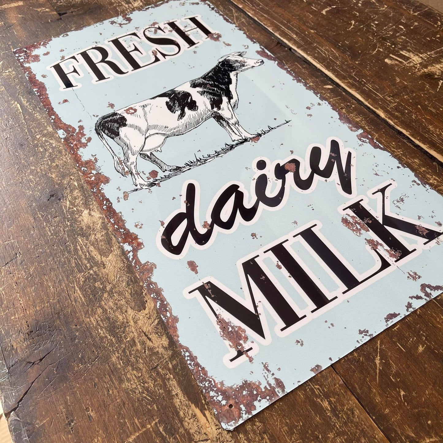 Fresh Dairy Milk Cow Farm Daily | Metal Sign