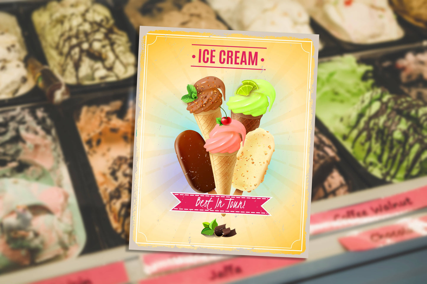 Ice Cream Best In Town | Metal Sign Humorous Plaque