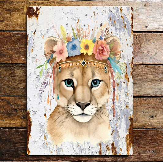 Wild Cat Puma Wildlife Nature Lifestyle | Metal Sign Plaque