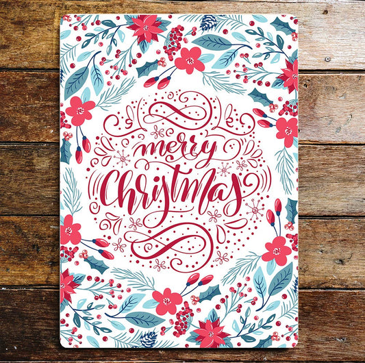 Merry Christmas Red And Green | Metal Wall Sign