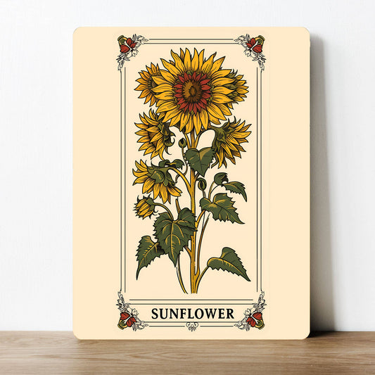 Sunflower Flower Floral Vintage | Metal Sign Plaque