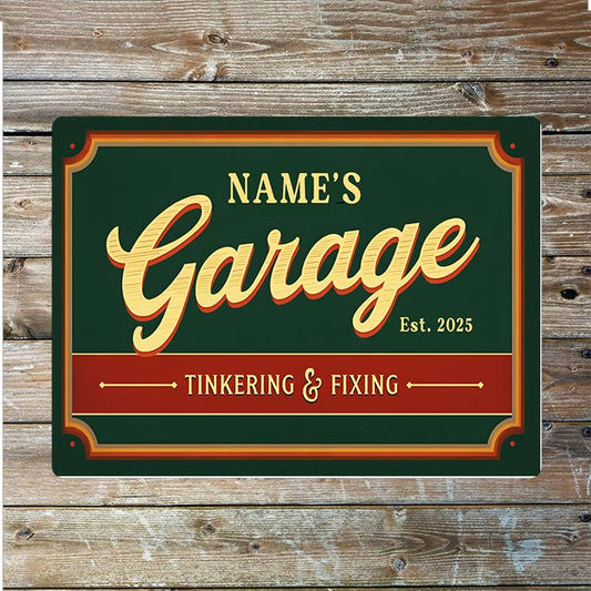 Garage Est Date Name Custom Personalised | Metal Wall Sign