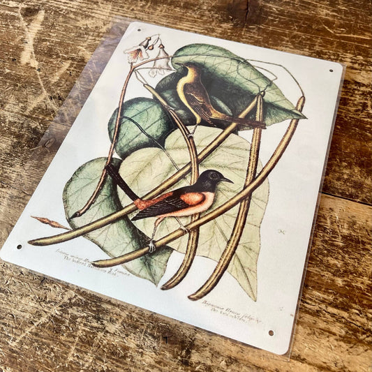 Bird Branch Botanical Leaves | Metal Botanical Wall Sign