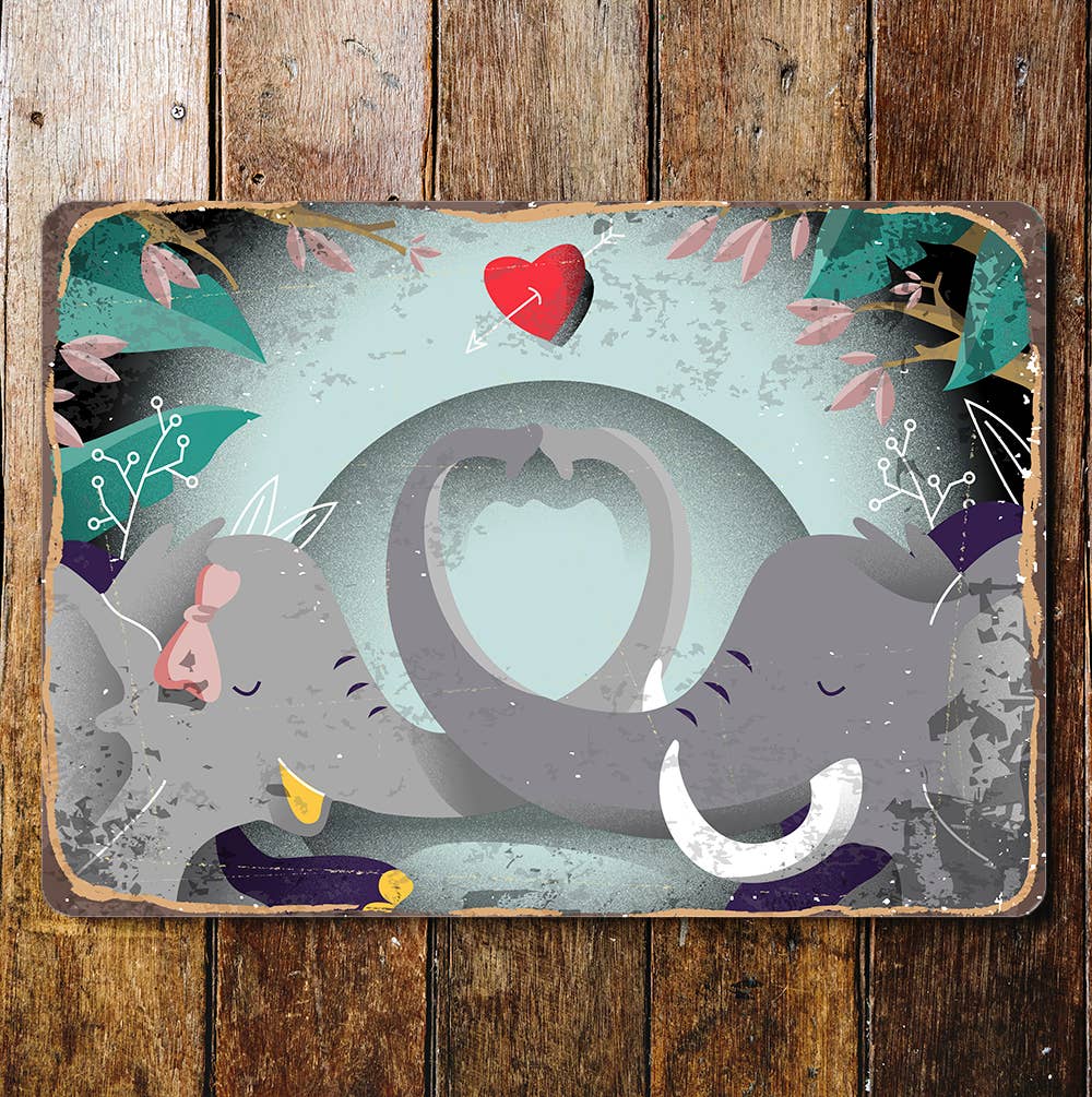 elephant love couple | Metal Wall Sign