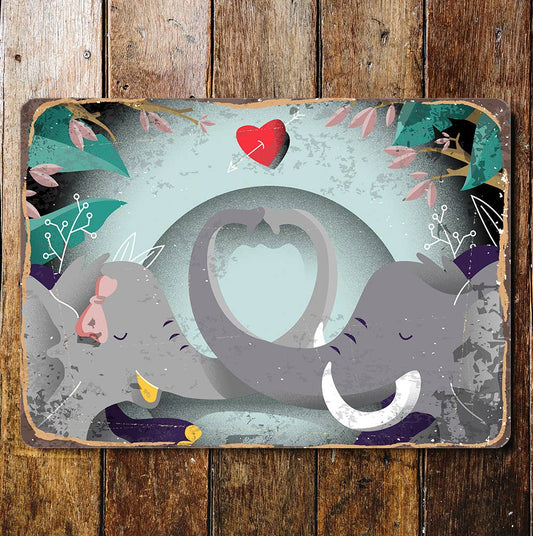 elephant love couple | Metal Wall Sign