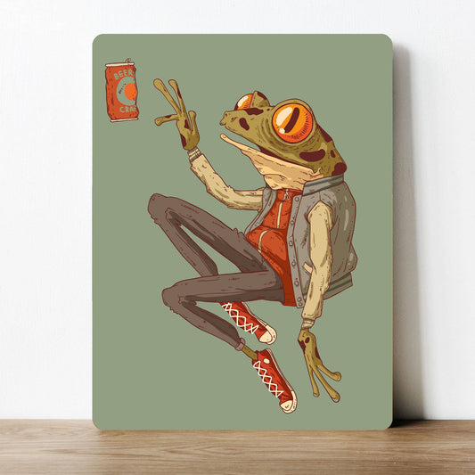 Craft Beer Frog Cartoon Artwork | Metal Sign Plaque
