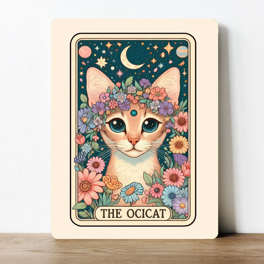 The ocicat Cat Tarot Card Metal Sign Plaque