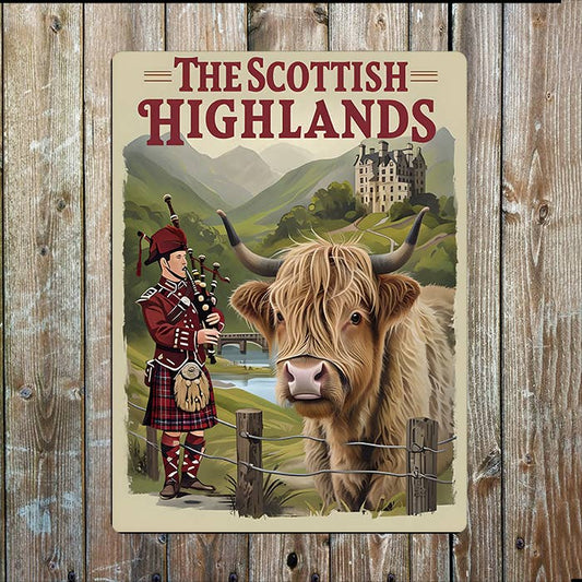 Highland Cow Vintage | Scottish Scotland | Metal Sign Plaque