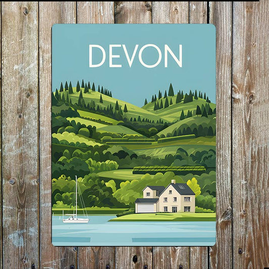 Travel Poster Devon Coast Sea | Metal Sign Plaque