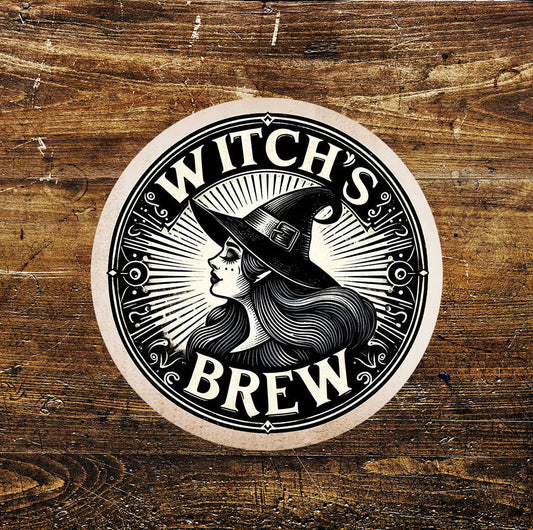 Witches Brew Coffee Fall Autumn Halloween Circle Metal Sign
