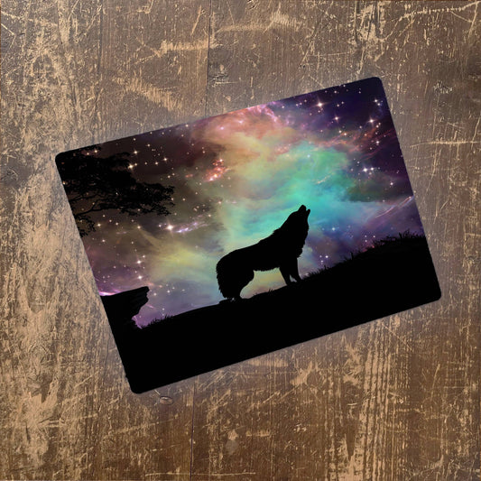 Wolf night starry sky | Metal Advertising Wall Sign