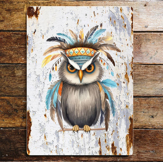 Wise Owl Wildlife Nature Bird Art | Metal Sign Plaque
