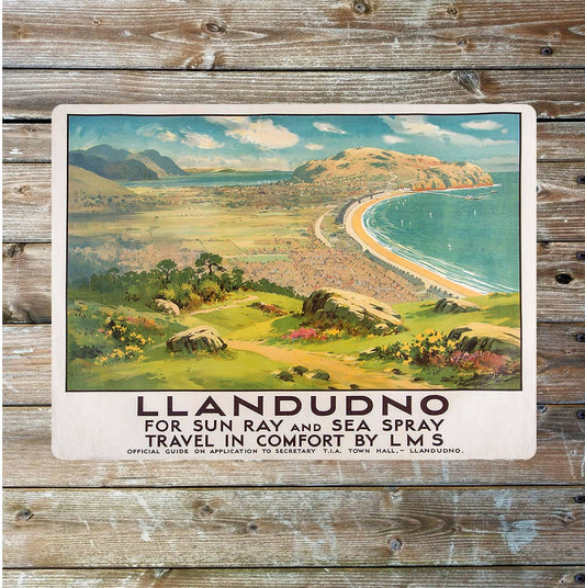Vintage Wales Travel Llandudno print | Metal Sign Plaque